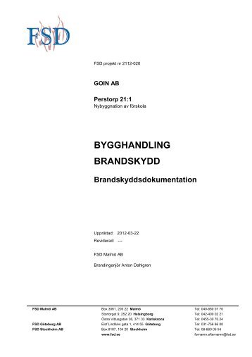 BYGGHANDLING BRANDSKYDD Brandskyddsdokumentation