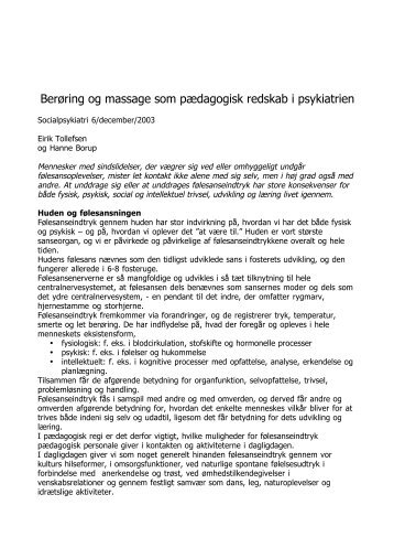 Berøring og massage som pædagogisk redskab i psykiatrien