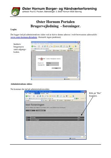 Bruger vejledning - Øster Hornum Portalen