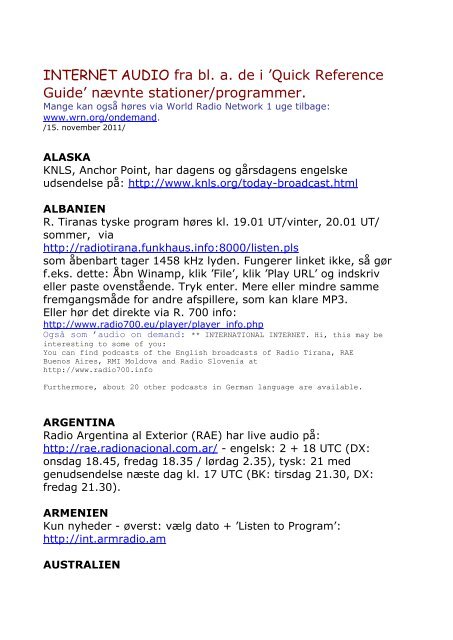 Internet Audio 15. november 2011 - Dansk DX lytter klub