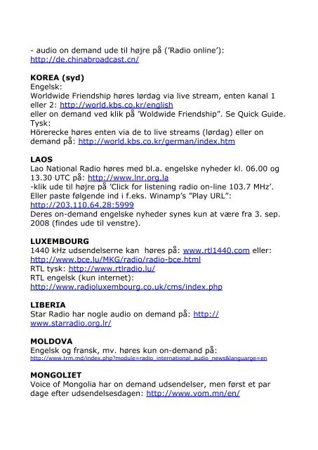 Internet Audio 15. november 2011 - Dansk DX lytter klub