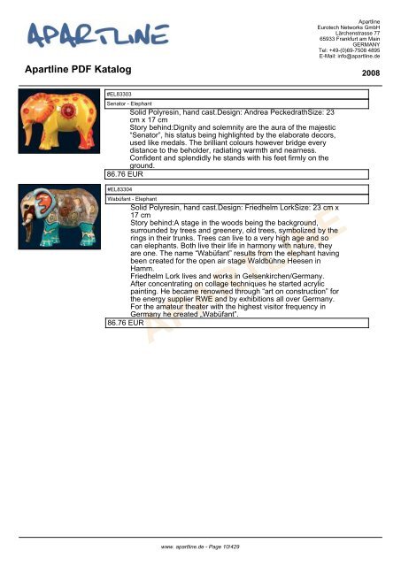 APARTLINE Apartline PDF Katalog - Eurotech Networks GMBH