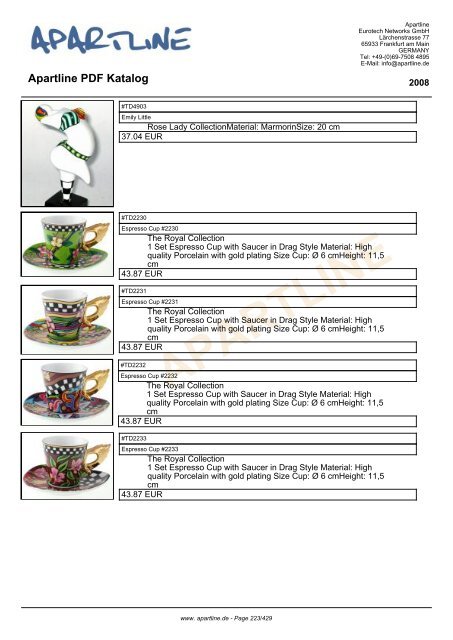 APARTLINE Apartline PDF Katalog - Eurotech Networks GMBH