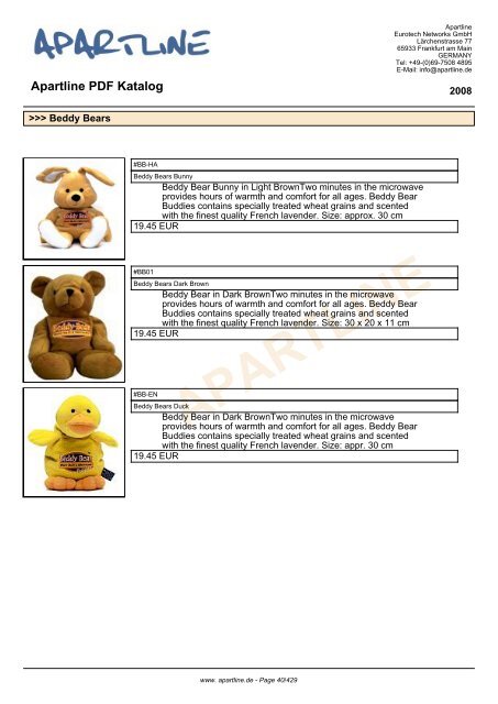 APARTLINE Apartline PDF Katalog - Eurotech Networks GMBH