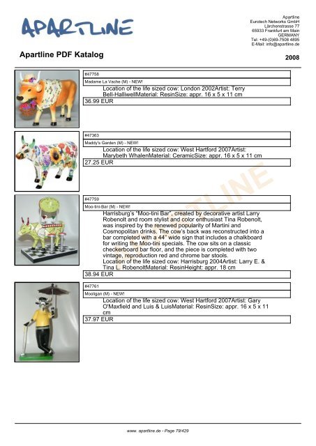 APARTLINE Apartline PDF Katalog - Eurotech Networks GMBH