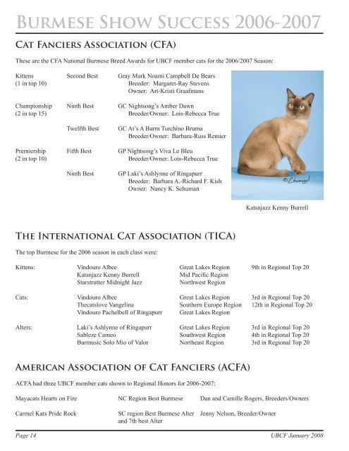 January 2008 Newsletter - United Burmese Cat Fanciers