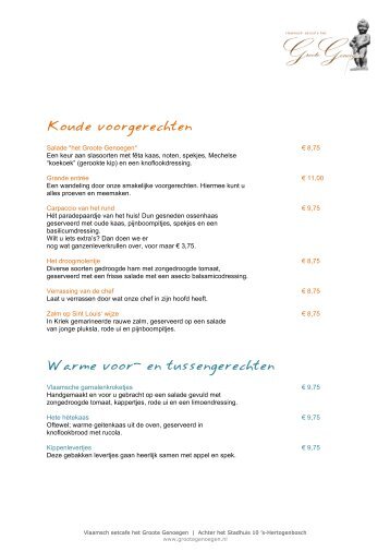 "Menukaart" (pdf) - Vlaamsch Eetcafé Het Groote Genoegen