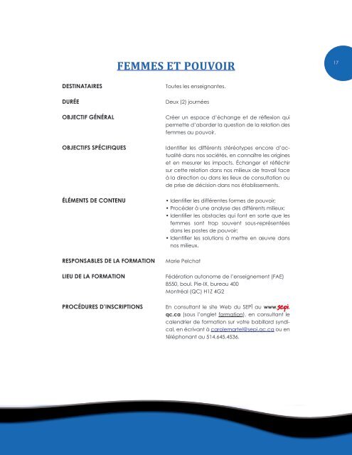 Descriptif des formations syndicales - SEPÎ