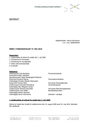 Referat af 27.05.2010 - Forsvarsministeriet