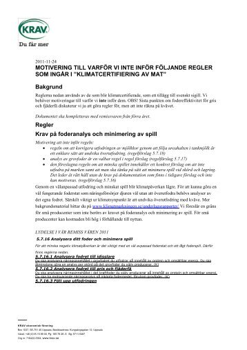 MOTIVERING TILL VARFÖR VI INTE INFÖR FÖLJANDE ... - Krav