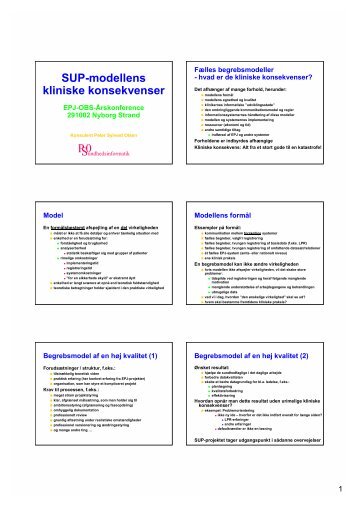 SUP-modellens kliniske konsekvenser - EPJ-Observatoriet