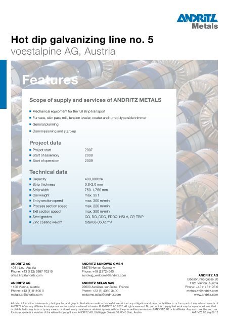 Hot dip galvanizing line no. 5 voestalpine AG, Austria - Andritz