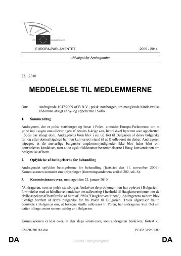 DA DA MEDDELELSE TIL MEDLEMMERNE - Europa