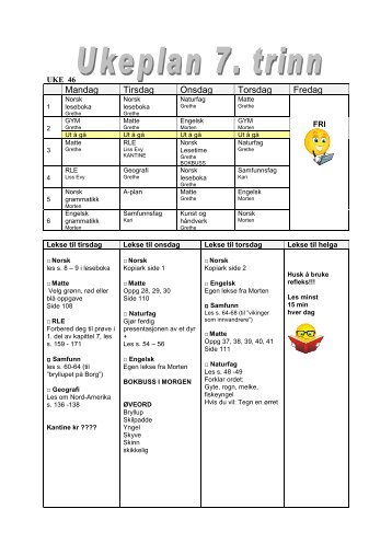 ukeplan 7.trinn uke 46 - Straume skole