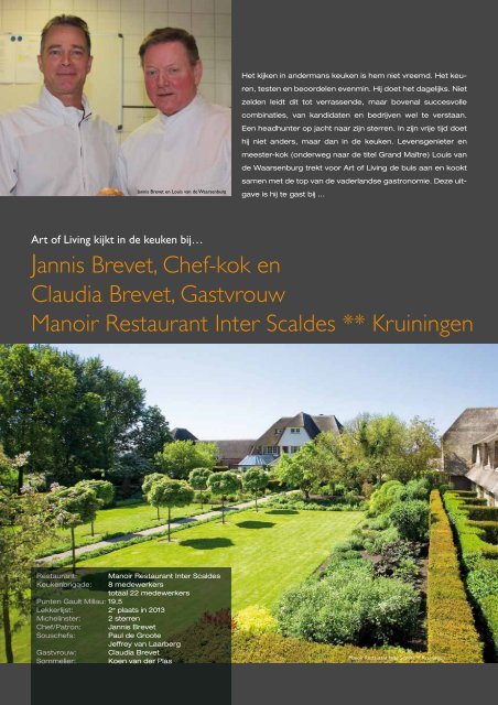 Jannis Brevet, Chef-kok en Claudia Brevet, Gastvrouw Manoir ...