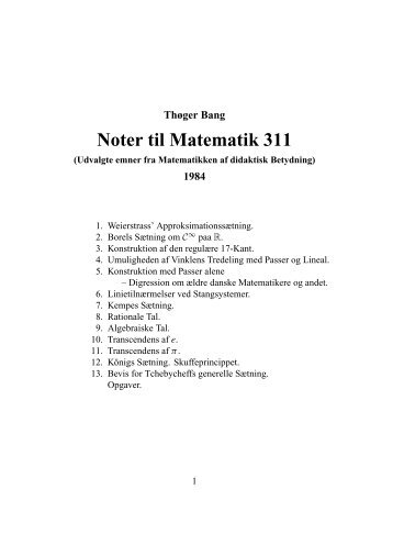 Thøger Bang Noter til Matematik 311 - Institut for Matematiske Fag