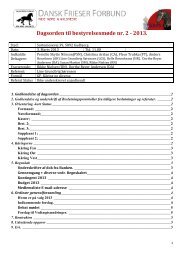 Dagsorden til bestyrelsesmøde nr. 2 - 2013. - Dansk Frieser Forbund