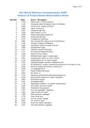 The World Memory Championships 2009 Historic & Future Dates ...