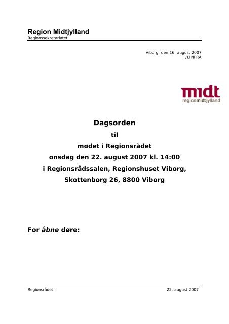 Region Midtjylland Dagsorden