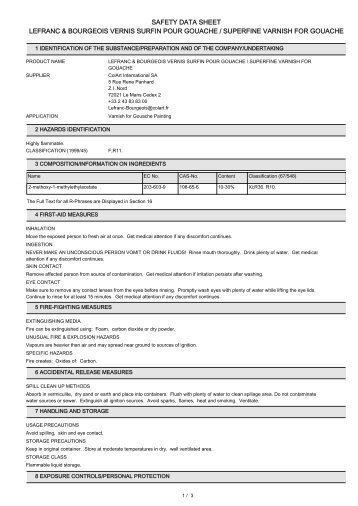 safety data sheet lefranc & bourgeois vernis surfin ... - Gerstaecker.at