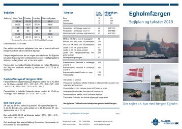 Egholmfærgen sejlplan og takster 2012 - Aalborg Kommune