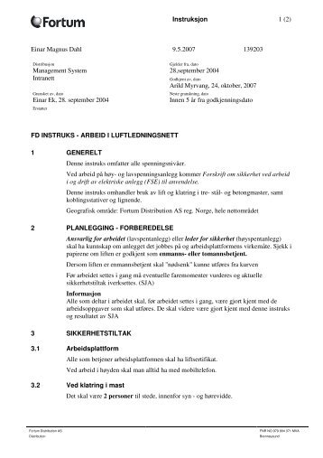 Instruksjon 1 - Fortum Distribution