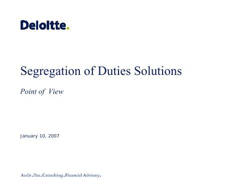 Segregation of Duties Solutions