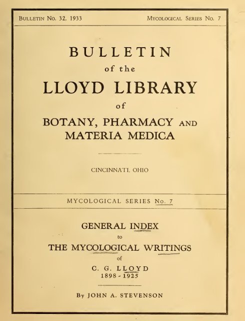 General to the mycological writings of G. Lloyd ... - MykoWeb