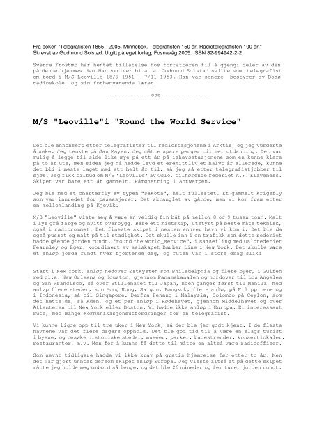 M/S "Leoville"i "Round the World Service" - Klaveness-siden.