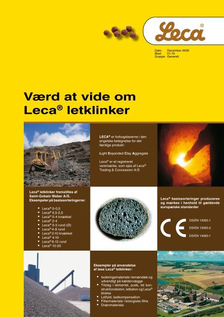 Værd at vide om Leca® letklinker - Weber