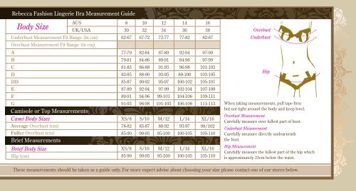 Bra Sizing Chart (PDF) - Rebecca Fashion Lingerie