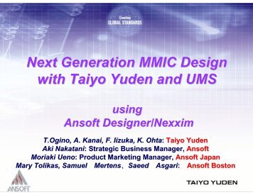 Next Generation MMIC Design with Taiyo Yuden and UMS