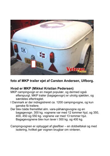 foto af MKP trailer ejet af Carsten Andersen, Ulfborg ... - Veteran Trailer