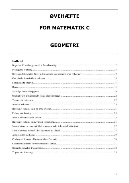 ØVEHÆFTE FOR MATEMATIK C GEOMETRI - FMO