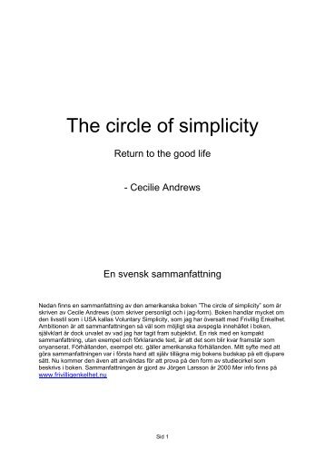 Circle of simplicity Sammanfattning - Frivillig Enkelhet