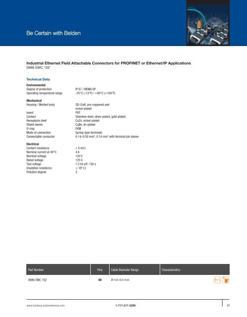 PROFINET®,EtherNet/IP, and Ethernet Connectivity Solutions - Belden