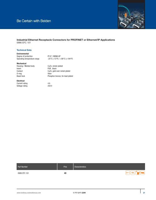 PROFINET®,EtherNet/IP, and Ethernet Connectivity Solutions - Belden