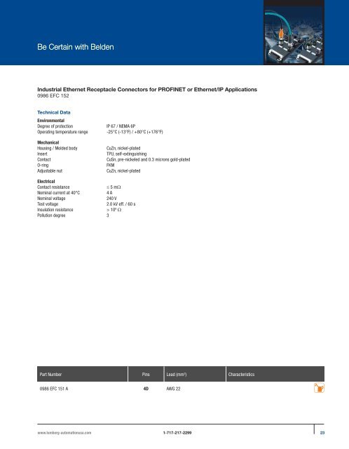 PROFINET®,EtherNet/IP, and Ethernet Connectivity Solutions - Belden