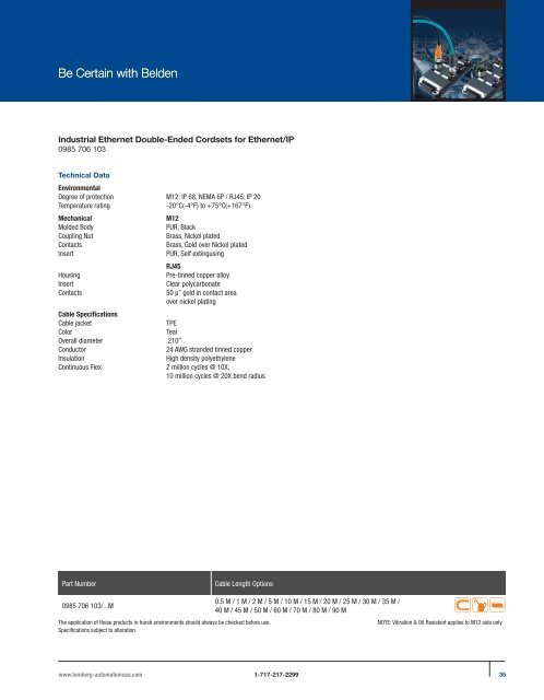 PROFINET®,EtherNet/IP, and Ethernet Connectivity Solutions - Belden