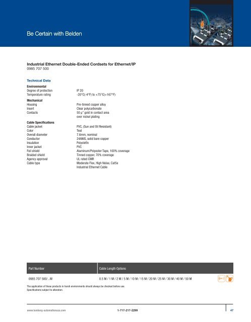 PROFINET®,EtherNet/IP, and Ethernet Connectivity Solutions - Belden