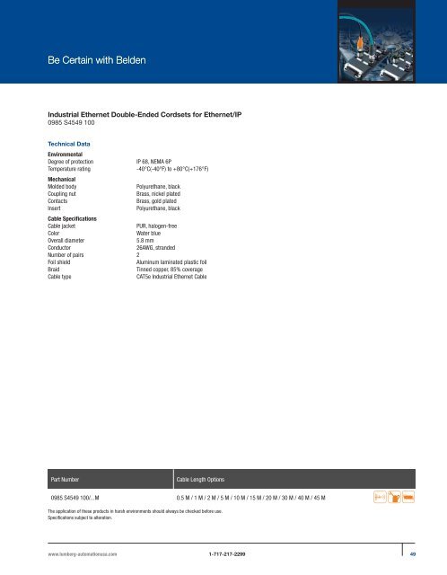 PROFINET®,EtherNet/IP, and Ethernet Connectivity Solutions - Belden