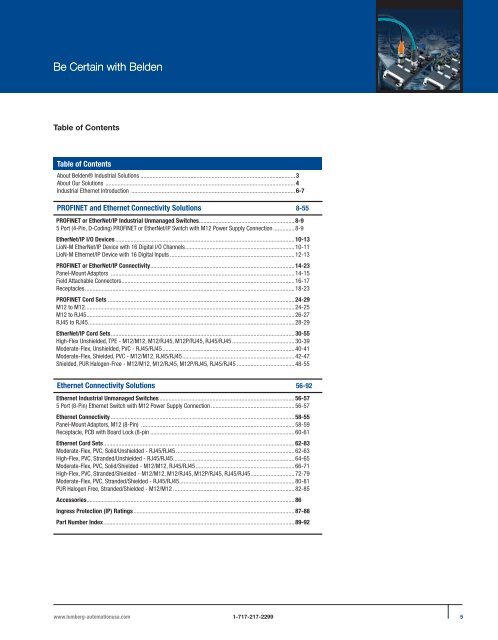 PROFINET®,EtherNet/IP, and Ethernet Connectivity Solutions - Belden