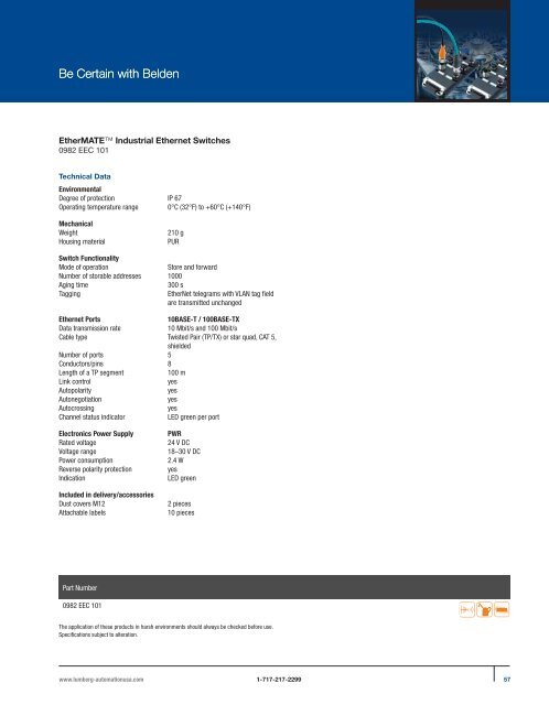 PROFINET®,EtherNet/IP, and Ethernet Connectivity Solutions - Belden