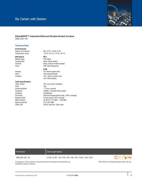 PROFINET®,EtherNet/IP, and Ethernet Connectivity Solutions - Belden