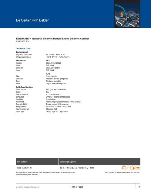 PROFINET®,EtherNet/IP, and Ethernet Connectivity Solutions - Belden