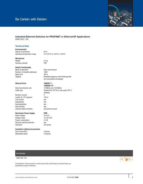 PROFINET®,EtherNet/IP, and Ethernet Connectivity Solutions - Belden