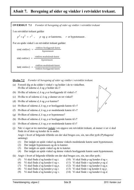 Trekants- beregning - Matematik i gymnasiet og hf