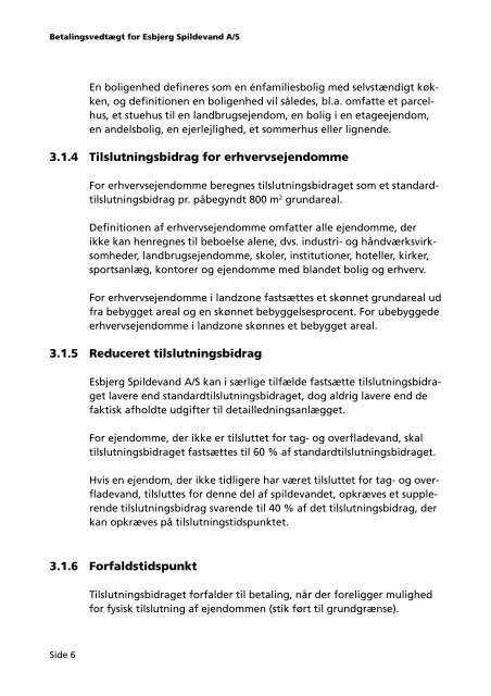 Betalingsvedtægt for Esbjerg Spildevand A/S - Esbjerg Kommune