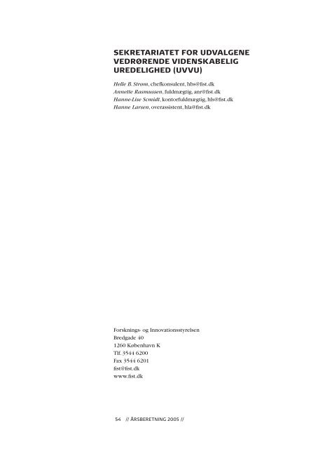 årsberetning 2005 udvalgene vedrørende videnskabelig uredelighed