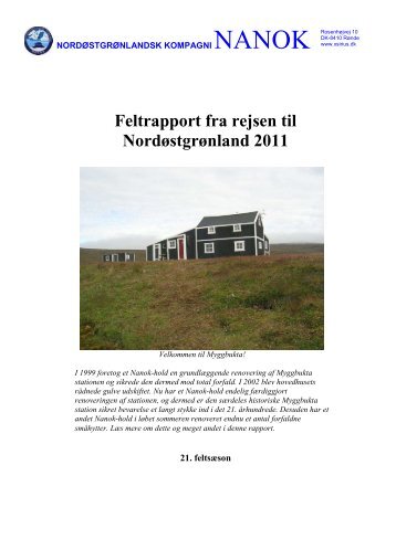 Feltrapport fra rejsen til Nordøstgrønland 2011 - Xsirius